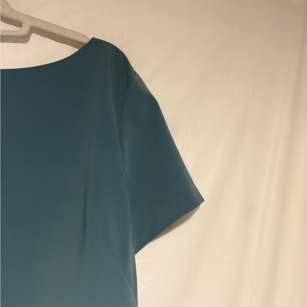 Ann Taylor Teal Short-Sleeve Midi Dress with Waist Tie - Picture 5 of 14